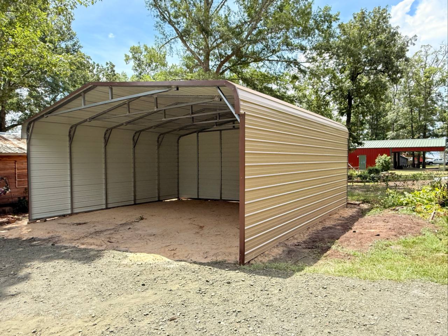 24’x25’x8’ Three Sided Carport - Regular Roof