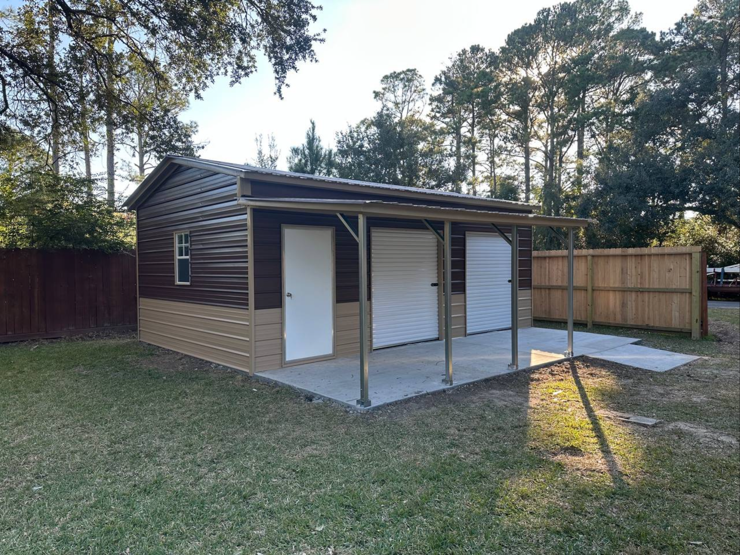 12’x25’x8’ Garage with Lean To - Vertical A Frame Roof