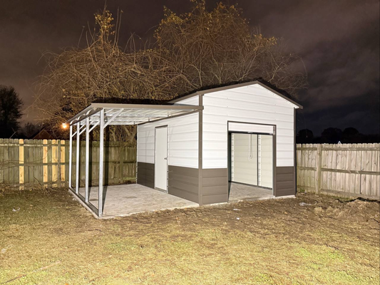 12’x15’x9’ Garage with Lean To - Horizontal A Frame Roof