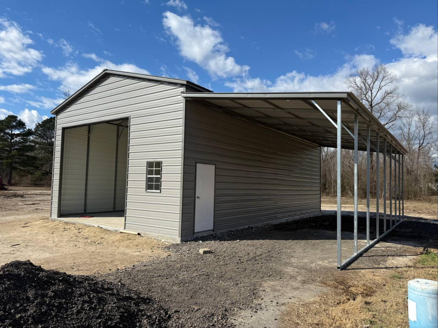 20’x40’x12’ Garage with Lean To - Vertical A Frame Roof