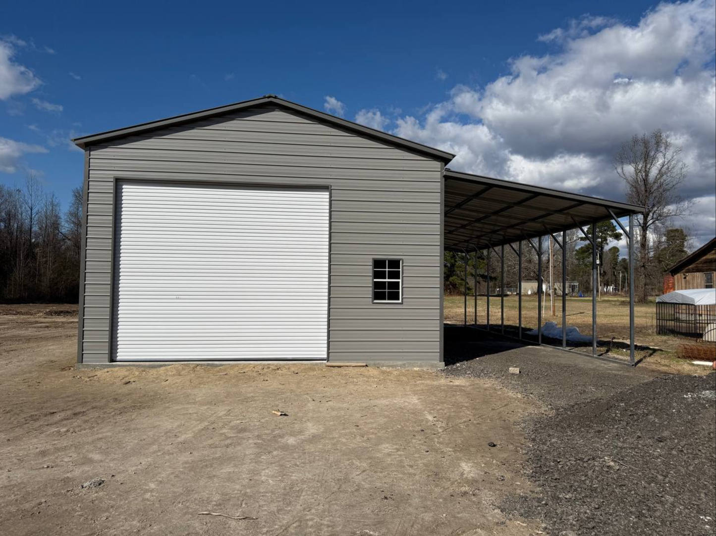 20’x40’x12’ Garage with Lean To - Vertical A Frame Roof