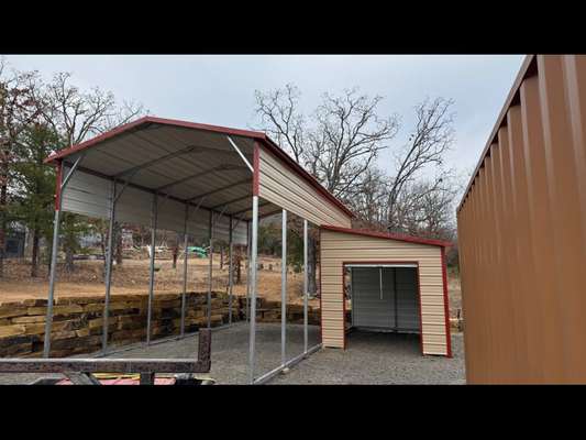 12’x30’x12’ RV Cover with Storage - Vertical A Frame Roof