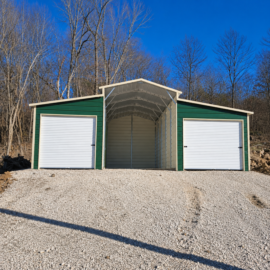 12’x12’x25’ RV Cover with Side Storage