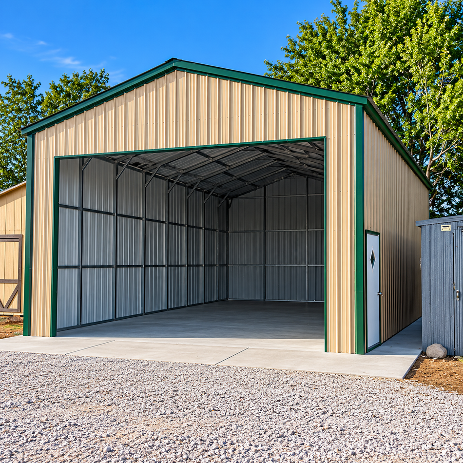 24x35x12 Vertical Siding Garage - Vertical Roof