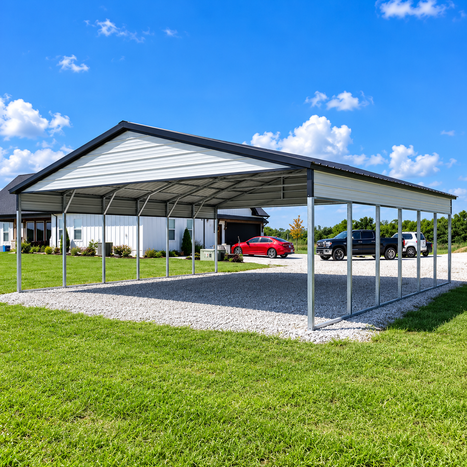 24x30x7 Metal Carport - Vertical Roof