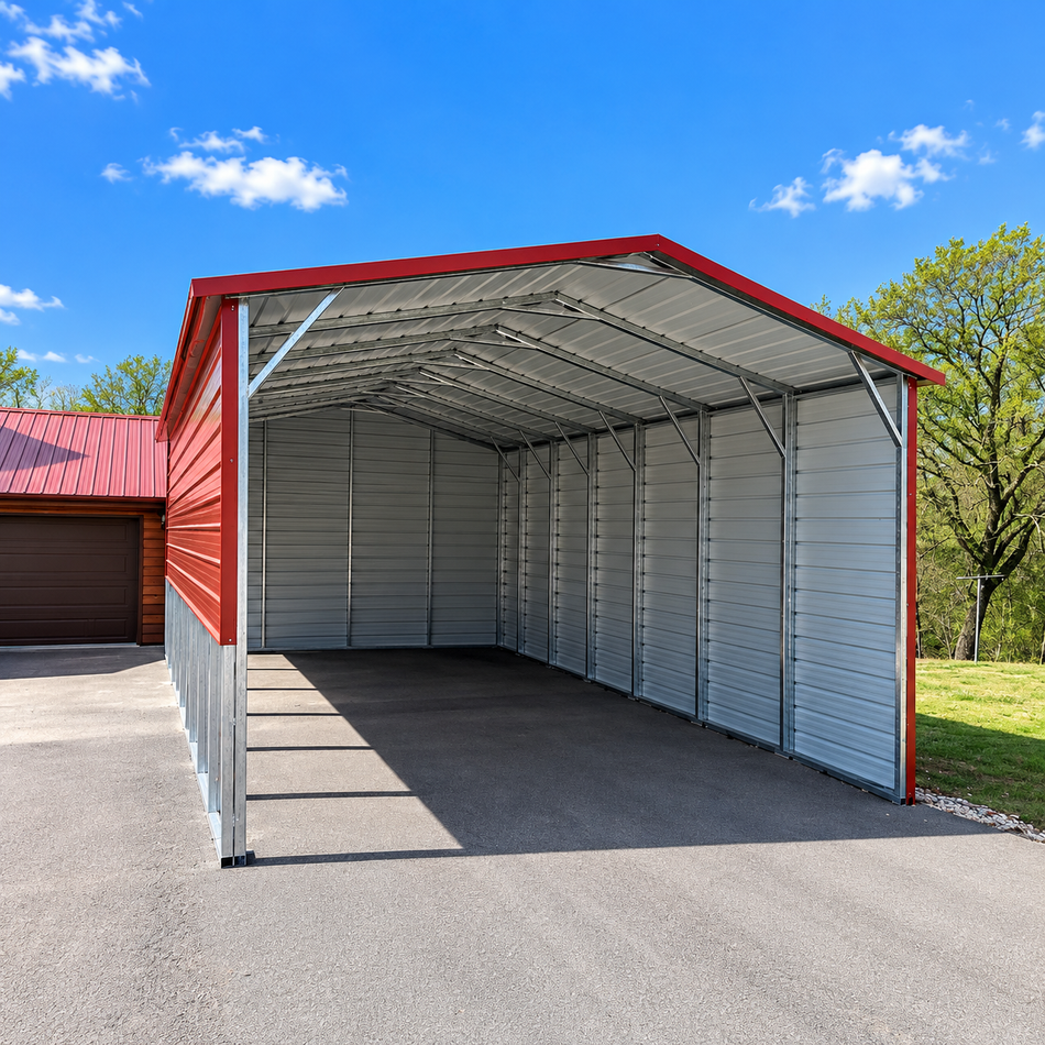 18x35x10 Metal Carport - Horizontal Roof