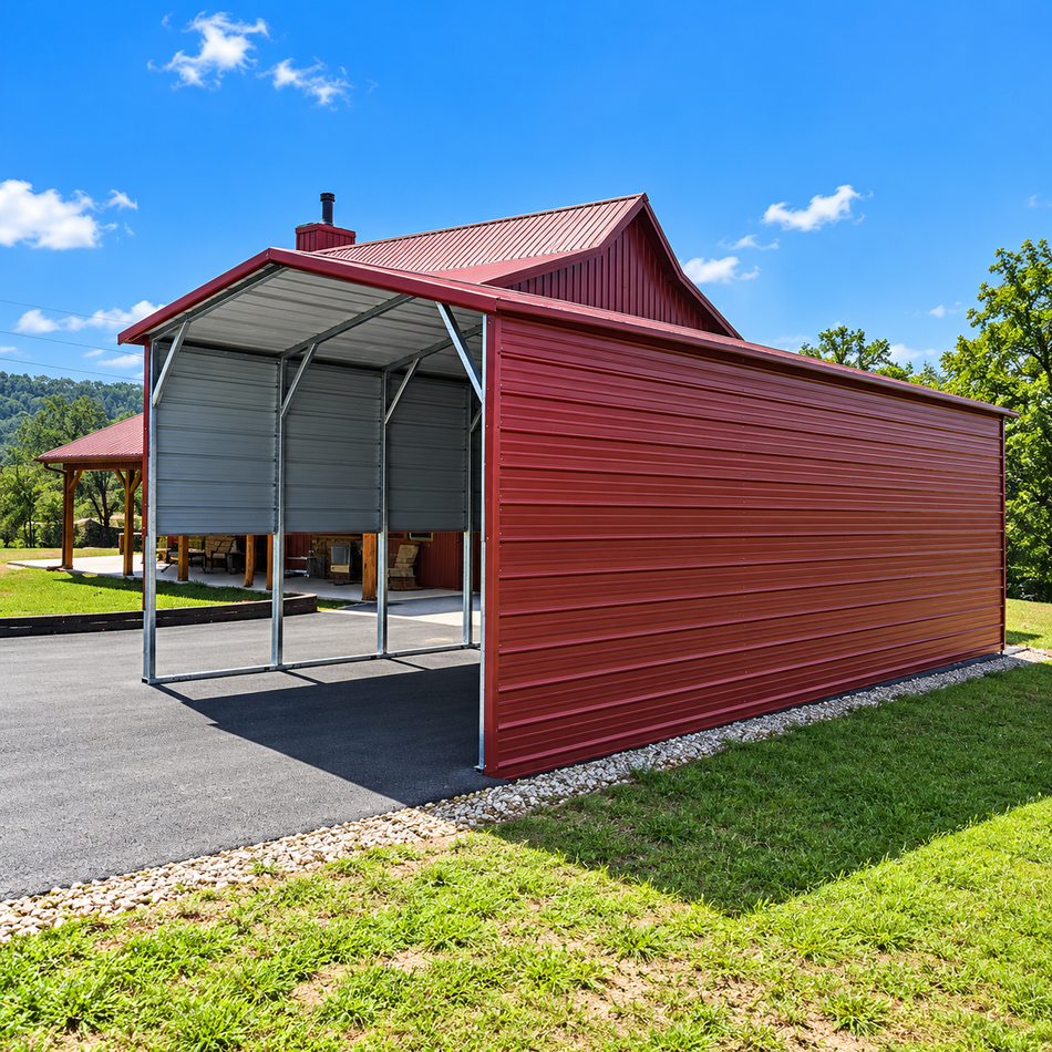 18x35x10 Metal Carport - Horizontal Roof