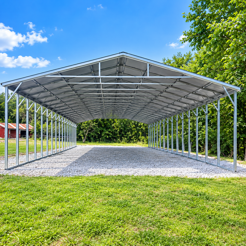 30x100x10 Metal Carport - Vertical Roof